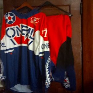 Motorcross dirt bike pants and long sleeve shirt